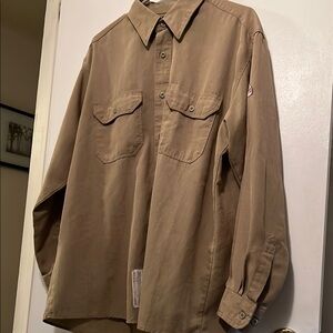 Tan Casual Button Down Shirt with Lightweight Fabric